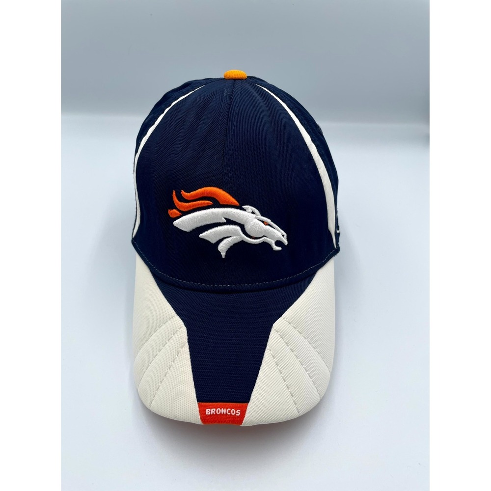 Reebok Denver Broncos Football NFL Baseball Cap Mens M/L Navy White Fitted Hat